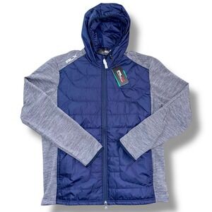 RLX Ralph Lauren Men's Hooded Hybrid Golf Jacket Navy Grey Size L New MSRP $268